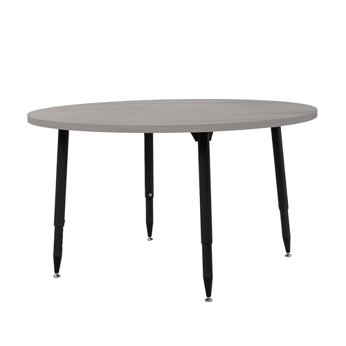 Image of Adapte Commercial Classroom Activity Table - 48 inch Round Woodgrain, ADA Compliant Tapered Legs with Glides & Casters, Adjustable Height 22-34 inch Wheelchair Accessible, School & Office Furniture