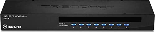 Image of TRENDnet 8-Port USB /PS2 Rack Mount KVM Switch, TK-803R, VGA & USB Connection, Supports USB & PS /2 Connections, Device Monitoring, Auto Scan, Audible Feedback, Control up to 8 Computers /Servers