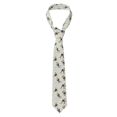 XBKGOHA Eishockey-bedruckte Herren-Krawatte, klassischer Stil, geeignet für Urlaub und Arbeit