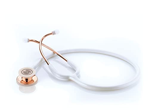 Image of ADC Adscope 608 Convertible Clinician Stethoscope with Tunable AFD Technology, Adult Diaphragm and Pediatric Bell or Diaphragm, 31 inch Length, Rose Gold with White Tube