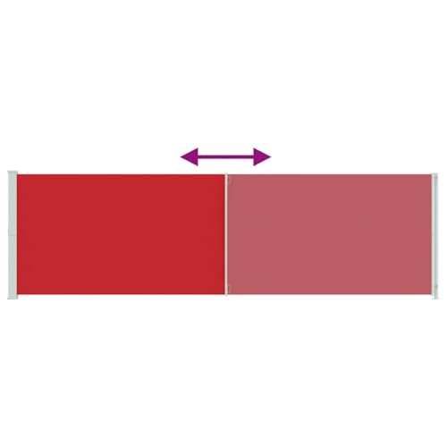 Store latéral élégant rouge en polyester et acier 180x600 cm