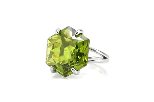 Bague Péridot en argent, le cadeau de promesse parfait fait à la main pour femme