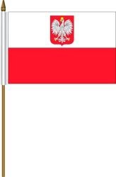 SUPERDAVES SUPERSTORE POLAND POLSKA with eagle small 4 x 6 inch mini country stick flag new