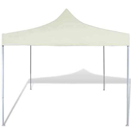 HOMELEN Cream Foldable Tent 3 x 3 m Waterproof Outdoor Party Canopy - Marco de acero recubierto de polvo resistente con techo de poliéster recubierto de PVC para bodas, festivales, barbacoas y