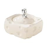 JINSHENGXINA Cenicero De Cerámica Ligero De Lujo con Forma De Oso Plateado For Queso, Cenicero Cubierto De Cenizas Antimoscas For El Hogar Y La Sala De Estar(White)