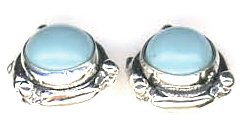 STERLING SILVER MINI FLOWER CONCHO TURQUOISE EARRINGS ON POSTS