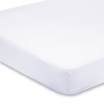SRP Linen1-Piece Fitted Sheet with 9'' Deep Pocket Full Size White Solid Egyptian Cotton-400 Thread Counts