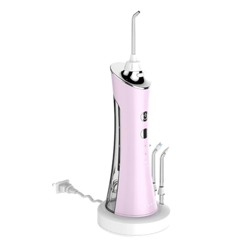 Farigrut 調節 口腔洗浄機 - 口腔ケア, マウスウォッシャー, 口臭防止, 歯間洗浄器, 口内洗浄, 歯間クリーナー, 歯ぐきケア, 歯茎ケアー, 歯垢ジェット除去, 歯間ジェット洗浄, 歯磨き 水圧, 歯間 歯垢洗浄 (ピンク,誘導充電)