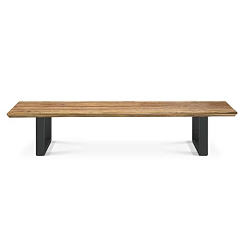 OUTLIV. Gartenbank Orlando aus Edelstahl/Teak, 4 Sitzplätze, stylisches Kufengestell, witterungsbeständig und robust, 240x40x46cm, Charcoal/Teak Recycelt