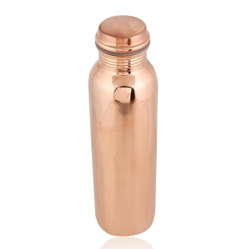 Image of Copper Water Bottle 1 Ltr | Copper Water Bottle with Glass Set | Meena Work | 100% Pure | Leak-Proof | 2 Water Glass 300ml each | Best for Gifting ((Smooth Finish))