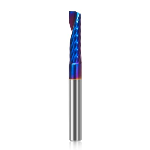 Image of Single Flute End Mill 1 /4 inchShank, Carbide CNC Spiral Router Bit, O Flute Milling Cutter for Aluminum Plastic Acrylic PVC