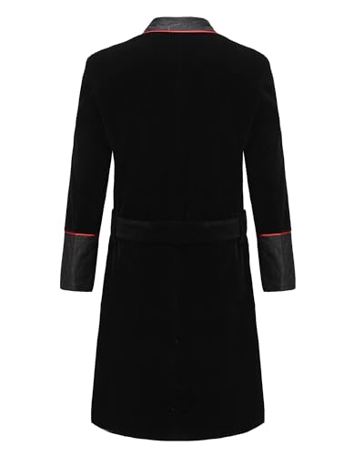 Smoking Jacket for Men Long Velvet Robe with Belt Shawl Lapel Sport Coat2