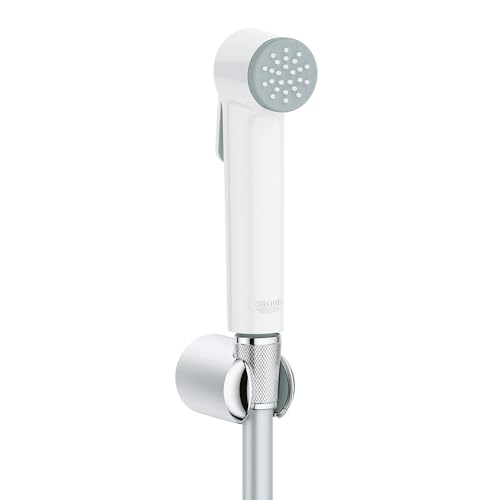 Image of Grohe Tempesta-F Trigger Spray With Flexible Twistfree Hose Pipe And Holder| Health Faucet With 1250mm Hose Pipe| Jet Spray For Toilet With Powerful Cleaning | Starlight Chrome /White Finish | 27812IL1