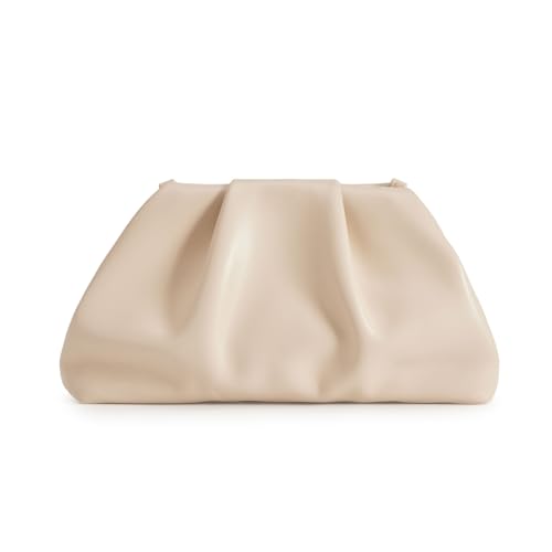 Image of BRYCTSISEN Pleated Evening Vegan Leather Clutch Handbag Purse Metallic PU Cloud Shoulder Bag for Women Evening Purse Handbag