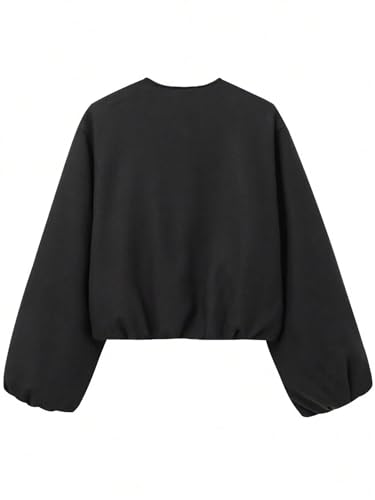 Chic Black Womens Casual Coat: The Perfect Fall-Winter Bomber for Effortless Style - Image 6