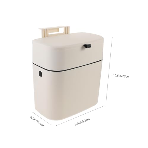 Caneca de basura para cocina con tapa y gancho beige miniatura 2