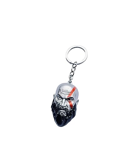 Image of 3D New Game God Of War 4 Kratos 3D Head Keychain Leviathan Axe Key Chain Ring Metal For Men Car Fans Gift