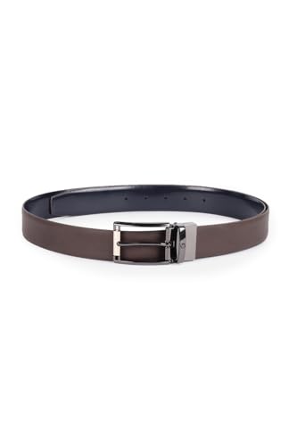 Image of Louis Philippe Men's 100% Italian Leather Dual Tone Zinc Alloy Buckle Formal Reversible Belt