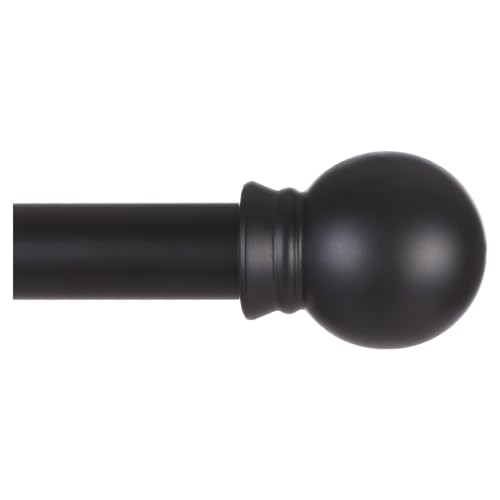 Thestoa Black Curtain Rods for Windows 66 to 120 inch, 5/8" Diameter Matte Black Small Curtain Rods for Bedroom, Living Room, Kitchen, Outdoor, Farmhouse