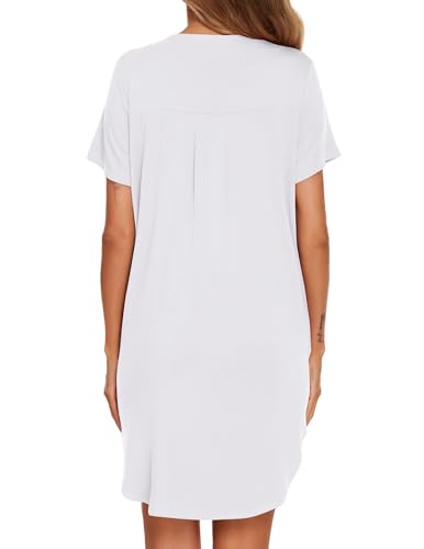 Image of Ekouaer Women V Neck Button Down Nightgown