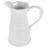 Vase vintage – son design innovant avec insert à fleurs facilite la composition de bouquets ou de plantes, grand pichet blanc