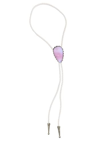 Image of Daisy Del Sol Bolo Tie Turquoise Stone Braided Vegan Faux Leather Silver Tips Handmade Necklace Adjustable Boho Western Jewelry