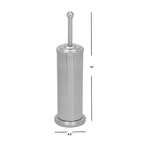 Image of Home Basics Hideaway Toilet Brush with Heavy Weight Stainless Steel Handle | Thick, Dense Bristle Brush | Long Metal Handle | Heavy Weight Stainless Steel