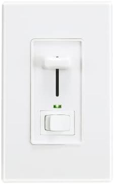 Cloudy Bay in Wall Dimmer Switch with Green Indicator,for LED Light/CFL/Incandescent, Single Pole &3-Way Dimmable Slide,600 Watt max,Cover Plate Included,White,UL Listed