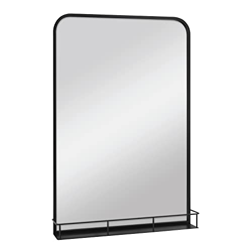 MCS Multifunction Large Wall Mirror with Shelf, 24x36 Inch, Black