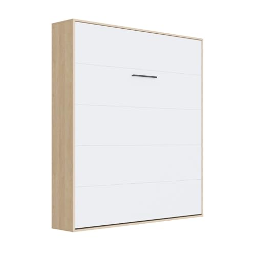 SMARTBett Kaiser - Armario cama M1 (160 x 200 cm, vertical, madera de roble/blanco)