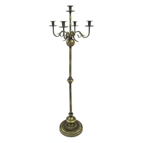 Gralara Bronze Candelabra 5-Arm Candelabra Centerpiece 48 Tall Floor Candle Holder for Taper Candles Retro Standing Candlestick for Party Wedding Aisle Home Decor