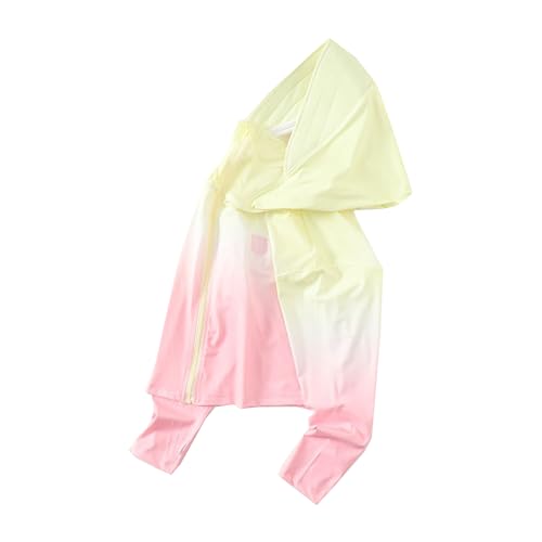 Cromoncent Girls' UPF 50+ Sun Protection Gradient Color Full Zip Hoodie Jacket with Thumb Holes, 3-14 Years
