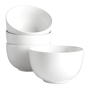 DOWAN 5.8″ Deep Soup Bowls & Cereal Bowls – 30 Ounces Large Bowls Set of 4 for Kitchen – White Ceramic Bowls for Cereal, Soup, Oatmeal, Salad, Ramen, Noodle, Rice – Dishwasher & Oven Safe