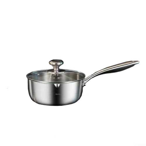 Stainless Steel Saucepan, Small Induction Cookware Pot with Lid, 3-Ply Thicken Pan & Heatproof Handle, Suitable for All Cooktops, Oven(18cm)