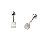 Screw Back 925 Sterling Silver Imperfect Tiny Cube Earrings Studs