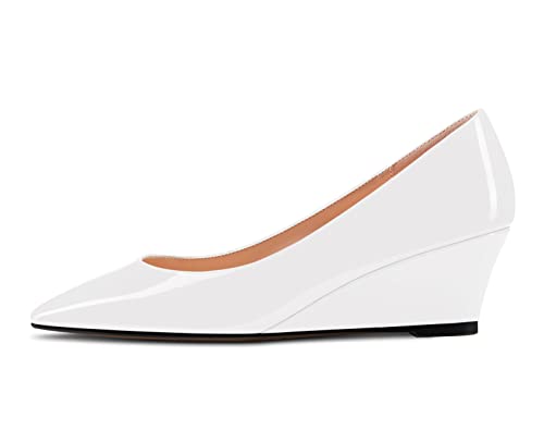 Aachcol Women Square Toe Pumps Wedge Mid Heel Slip-on Dress Shoes Office 2 Inch2