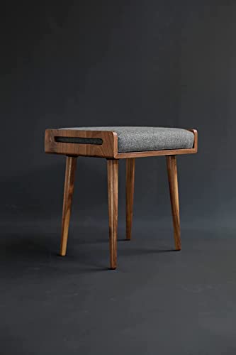 Image of Streem Furniture Stool /Seat /Ottoman /Bench In Solid Sheesham Wood Stool With Cushion | Sitting Chair With Handle /Stool For Sitting (Style - 01), Brown
