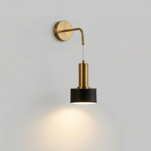 Applique da Parete Moderna E27 Oro Satinato e Nero | Lampada da Muro Altezza Regolabile 1000mm | Design Minimal Elegante | IP20 Interni Camera Letto Soggiorno Hotel