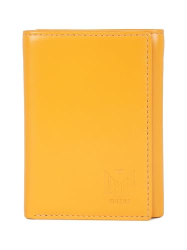 Trifold Premium Leather Wallet for Men with RFID Blocking (Mustard Yellow)