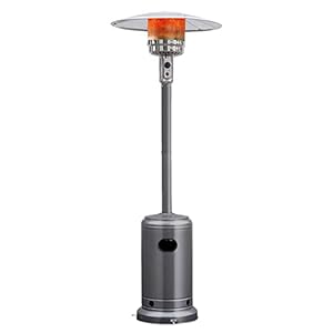 Tangkula 50000 BTU Propane Outdoor Heater Patio Heater with Stainless Steel Burner Tip over Protection CSA Certificated Wheels Outdoor Heaters for Patio Commercial and Residential Grey