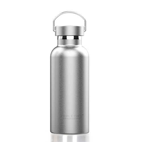 Triple Tree 17OZ Vacuum Insulated Stainless Steel Water Bottle, Double Wall Wide Mouth Lids Keeps beverage Hot or Cold Sweat Proof