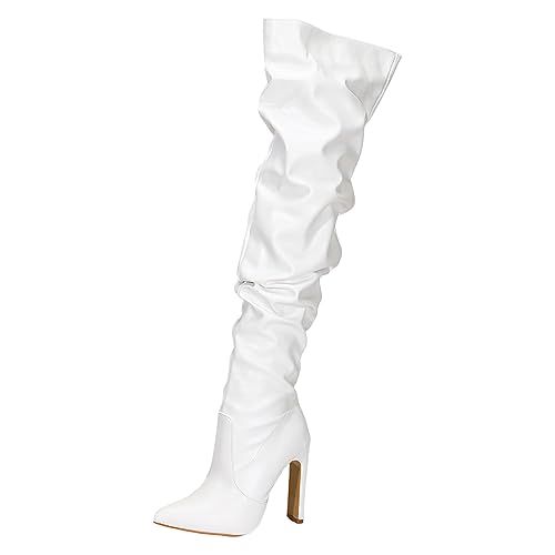 Botas por encima de la rodilla de diseño europeo con tacón alto
