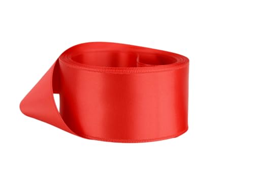 Image of Ribbon Bazaar Double Faced Satin - Premium Gloss Finish - 100% Polyester Ribbon for Gift Wrapping, Crafts, Scrapbooking, Hair Bow, Decorating & More - 1-1 /2 inch Poppy Red 50yd Spool