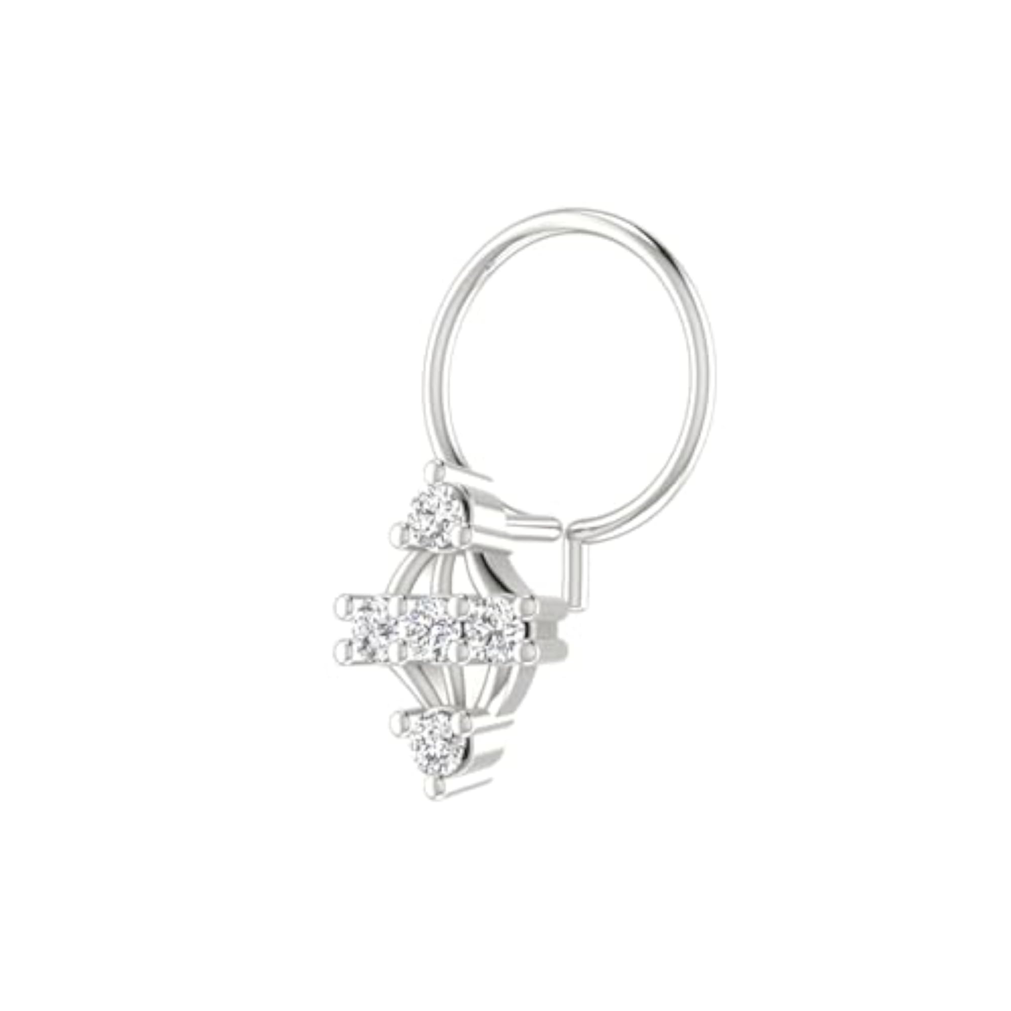 Women's 14Kt White Gold Stud Nosering, Modern