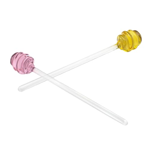 OUNONA 2pcs Honey Spoon Honey Mixing Stirrer For Honey Jar Honey Stick Dipper Honey Stirring Stick Honey Dippers Honey Jar Dipper Spoon for Honey Jam Stirrer Glass re-usable