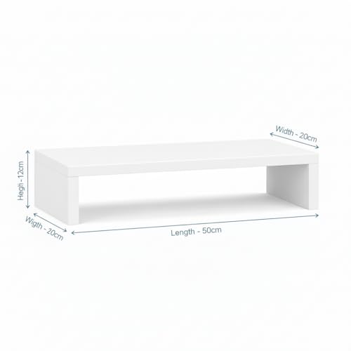 Image of flux Monitor Stand Wooden | Monitor Stand Riser | PC Stand For Desktop Table | , Non Slip, Material: Particle Board Wooden White