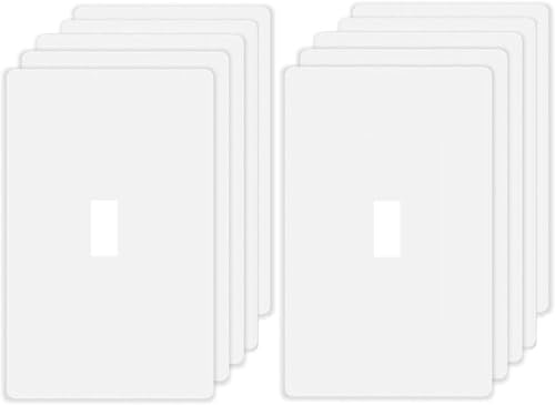 Image of Screwless Toggle Switch Wall Plates 1-Gang Switch Outlet Electrical Cover Plate Unbreakable Thermoplastic Faceplate for Decora Receptacle Outlet Switch, White (10 Pack)