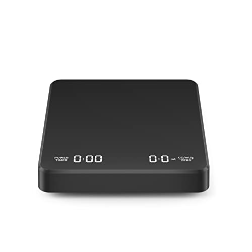 Digital Coffee Scale With Timer Pour Over Scale With Lcd Display, 3000G/0.1G High Accuracy Portable Scale（Black） #TOP20