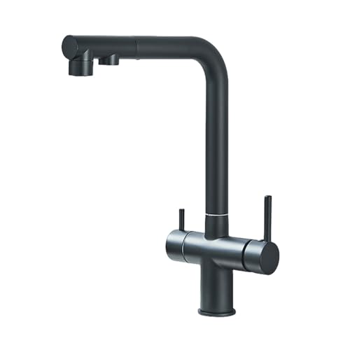 Robinet évier eau potable pivotant 360 double commande noir mat - 2