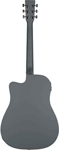 Stretton Electro-Acoustic Dreadnought Cutaway Acoustic Guitar With An Active Eq Electric Pickup And Built In Chromatic Tuner - Includes A Deluxe 5Mm Padded Gig Bag - Steel Gray #TOP6